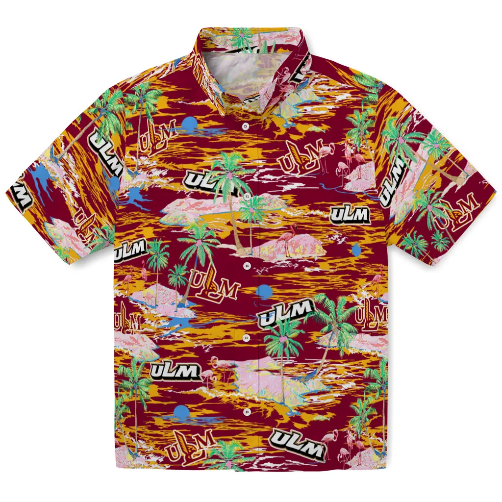 Louisiana-Monroe Warhawks Hawaiian Shirt - Hawaii Island louisiana monroe warhawks flamingo retreat red hawaiian shirts best selling