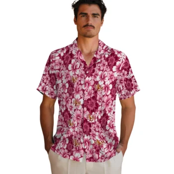 louisiana monroe warhawks hibiscus blooms red hawaiian shirts fashion forward