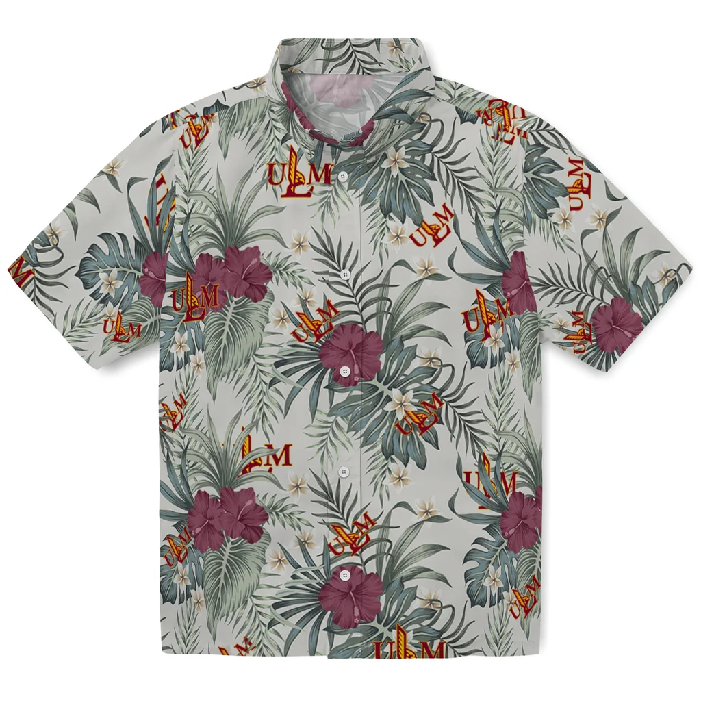Louisiana-Monroe Warhawks Hawaiian Shirt - Hibiscus Designs louisiana monroe warhawks hibiscus designs beige hawaiian shirts best selling