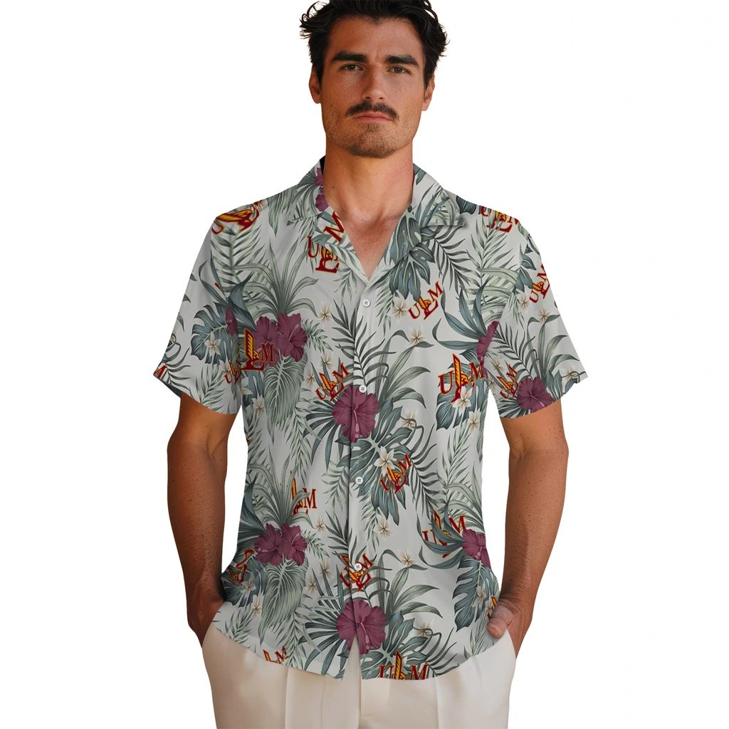Louisiana-Monroe Warhawks Hawaiian Shirt - Hibiscus Designs louisiana monroe warhawks hibiscus designs beige hawaiian shirts fashion forward