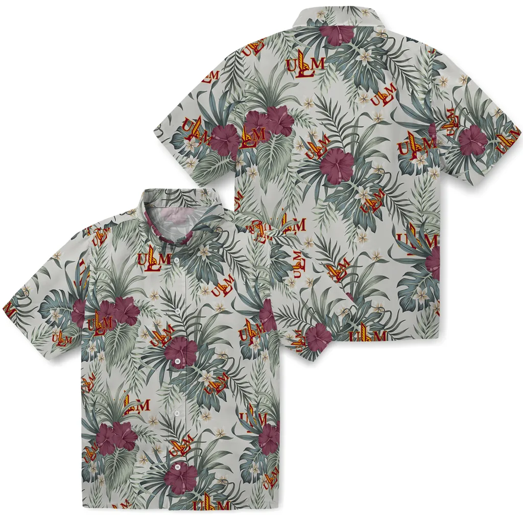Louisiana-Monroe Warhawks Hawaiian Shirt - Hibiscus Designs louisiana monroe warhawks hibiscus designs beige hawaiian shirts high quality