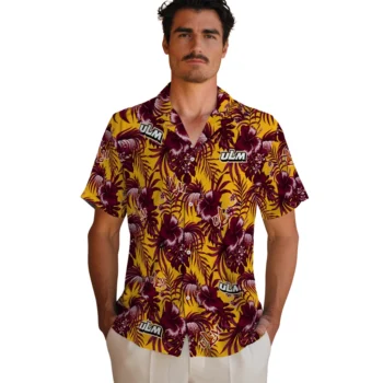 louisiana monroe warhawks hibiscus exotic red hawaiian shirts fashion forward