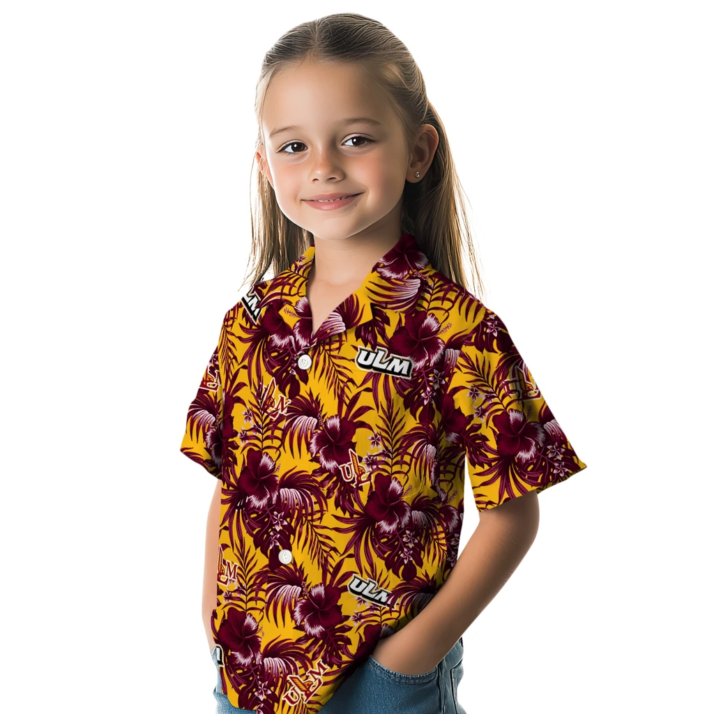 Louisiana-Monroe Warhawks Hawaiian Shirt - Hibiscus Exotic louisiana monroe warhawks hibiscus exotic red hawaiian shirts premium grade