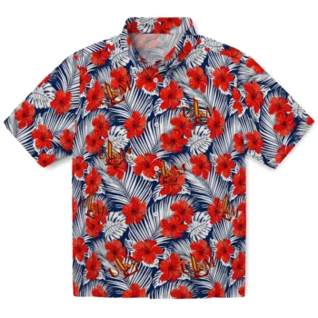 louisiana monroe warhawks hibiscus fiesta red royal blue hawaiian shirts best selling