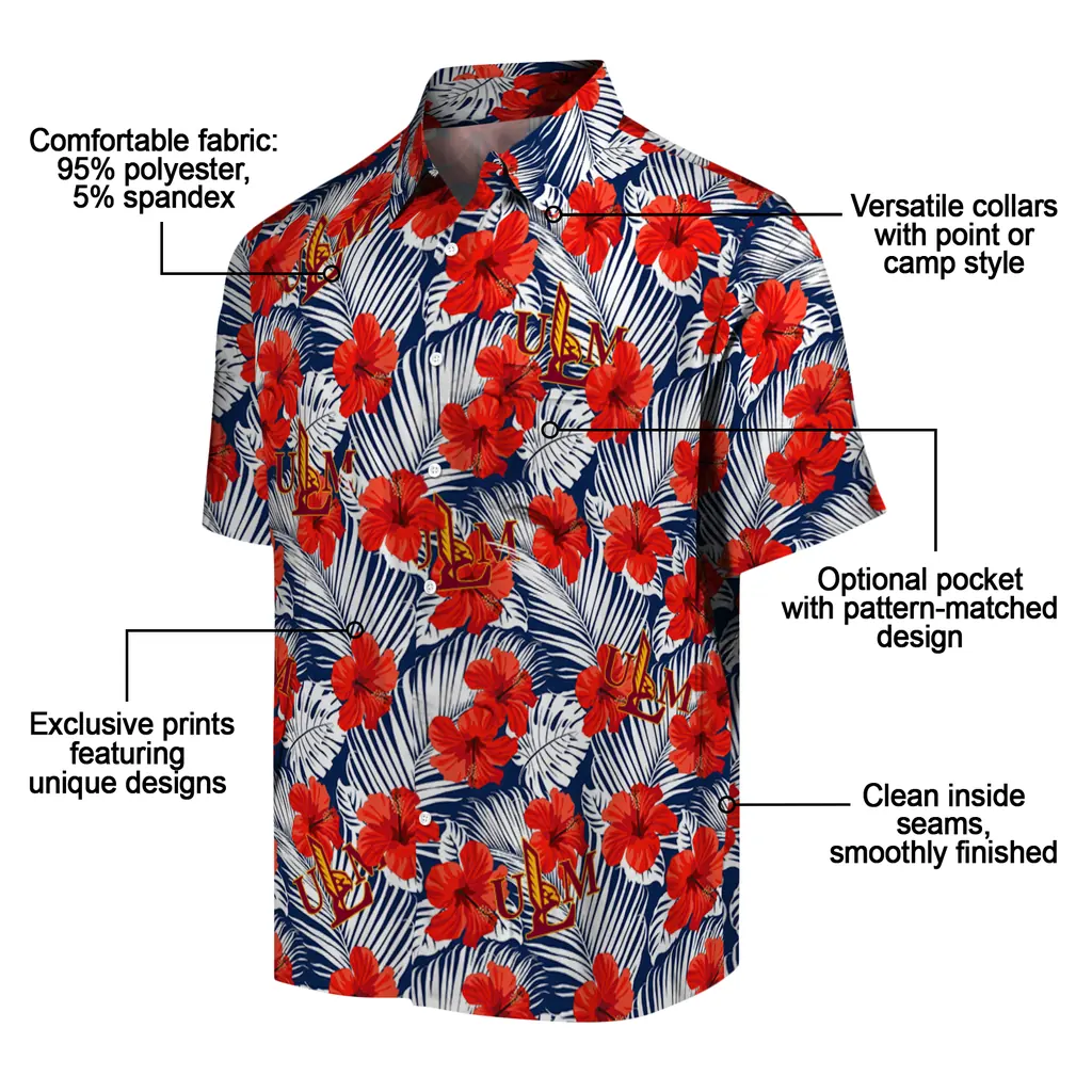 Louisiana-Monroe Warhawks Hawaiian Shirt - Hibiscus Fiesta louisiana monroe warhawks hibiscus fiesta red royal blue hawaiian shirts new arrival