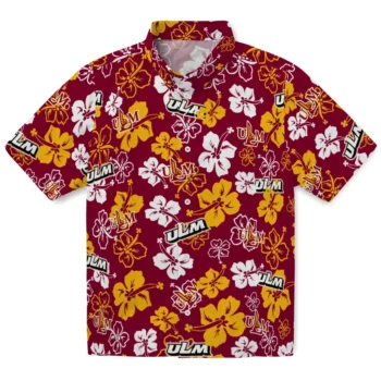 louisiana monroe warhawks hibiscus bloom red hawaiian shirts best selling