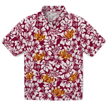 louisiana monroe warhawks hibiscus motif red white hawaiian shirts best selling
