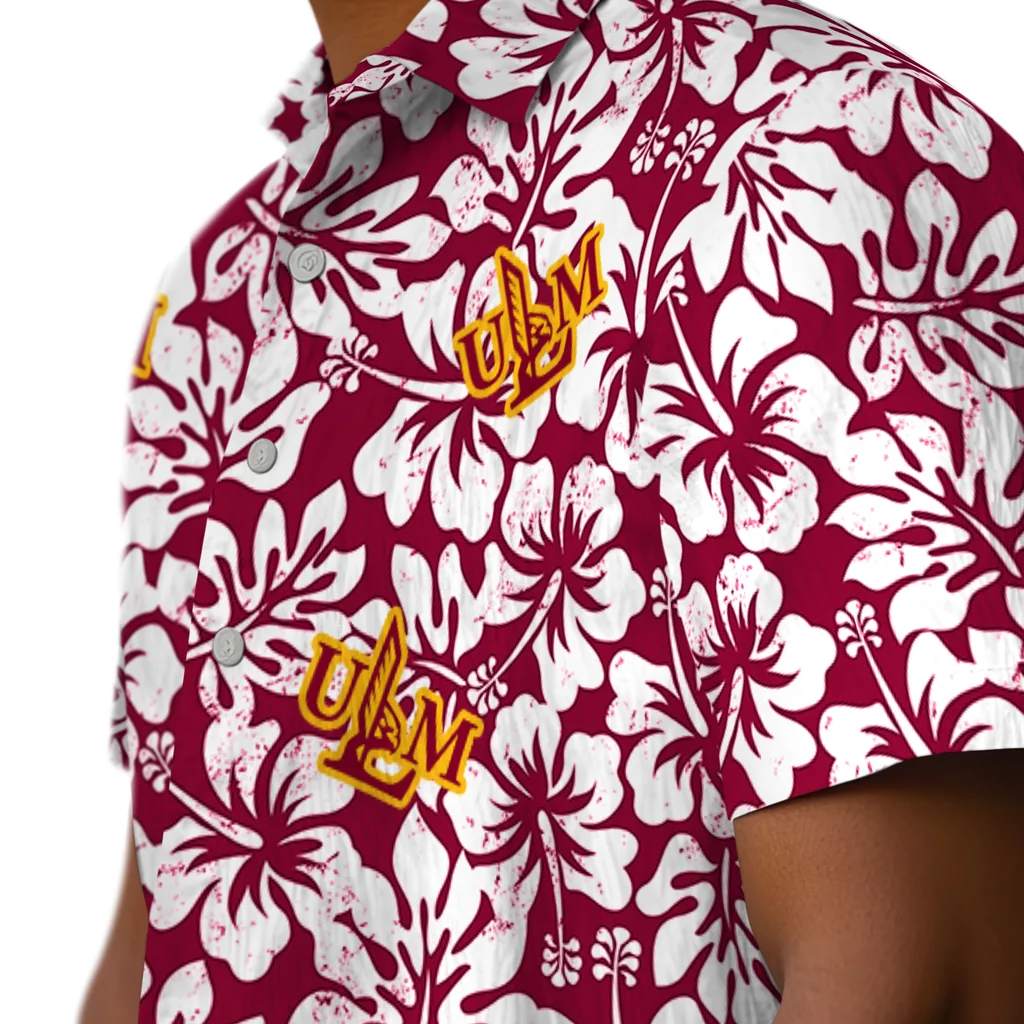 Louisiana-Monroe Warhawks Hawaiian Shirt - Hibiscus Motif louisiana monroe warhawks hibiscus motif red white hawaiian shirts trendy