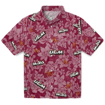 louisiana monroe warhawks hibiscus oasis red hawaiian shirts best selling