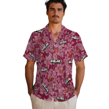 louisiana monroe warhawks hibiscus oasis red hawaiian shirts fashion forward