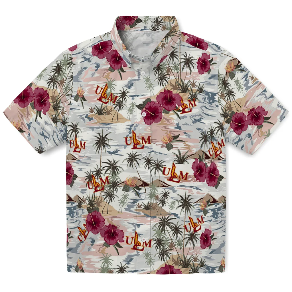 Louisiana-Monroe Warhawks Hawaiian Shirt - Hibiscus Seaside louisiana monroe warhawks hibiscus seaside white hawaiian shirts best selling