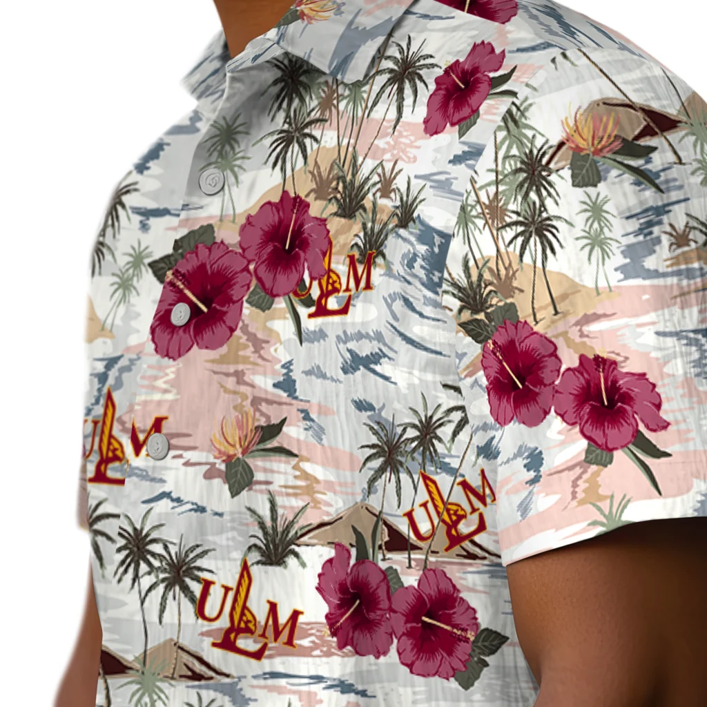 Louisiana-Monroe Warhawks Hawaiian Shirt - Hibiscus Seaside louisiana monroe warhawks hibiscus seaside white hawaiian shirts trendy