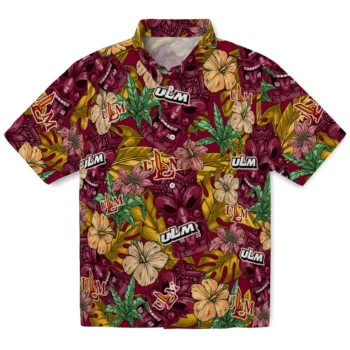 louisiana monroe warhawks tiki jungle red hawaiian shirts best selling