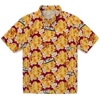 louisiana monroe warhawks hibiscus tropics red yellow hawaiian shirts best selling