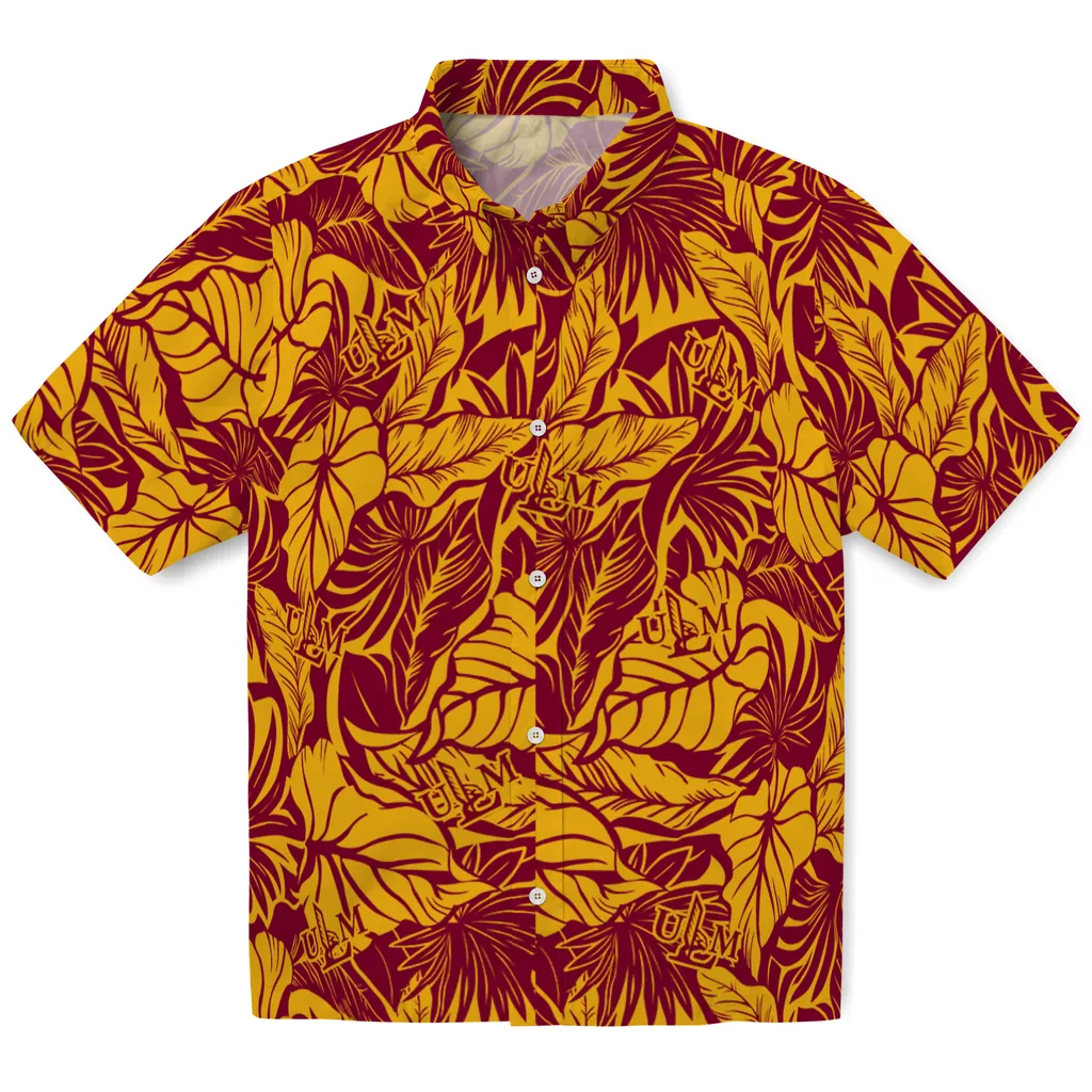 Louisiana-Monroe Warhawks Hawaiian Shirt - Monstera Layer louisiana monroe warhawks monstera layer red hawaiian shirts best selling