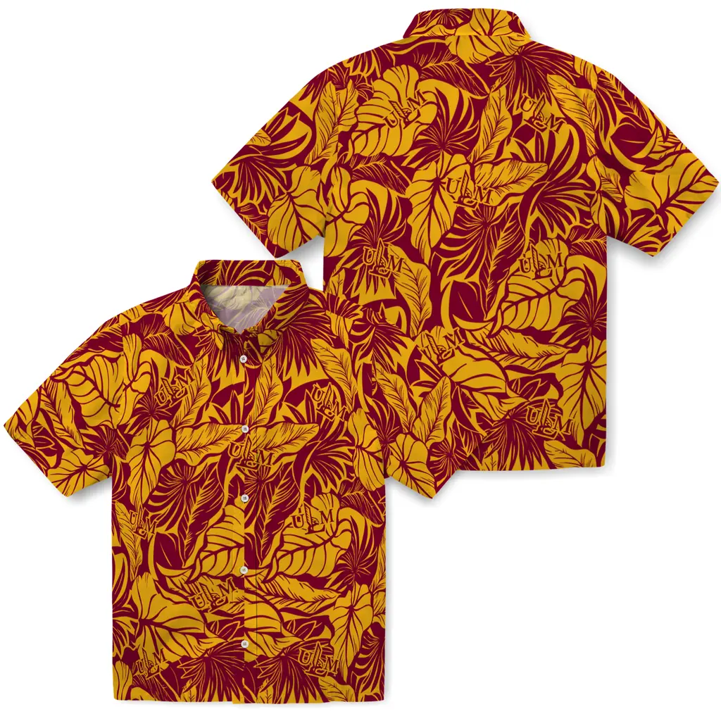 Louisiana-Monroe Warhawks Hawaiian Shirt - Monstera Layer louisiana monroe warhawks monstera layer red hawaiian shirts high quality