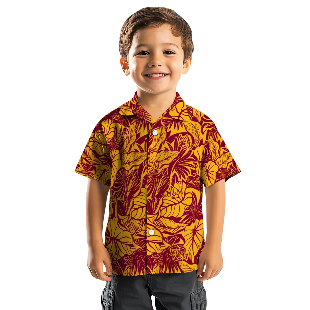 Louisiana-Monroe Warhawks Hawaiian Shirt - Monstera Layer louisiana monroe warhawks monstera layer red hawaiian shirts top rated