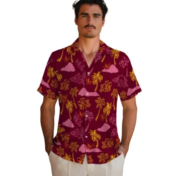 louisiana monroe warhawks palm and clouds red hawaiian shirts fashion forward