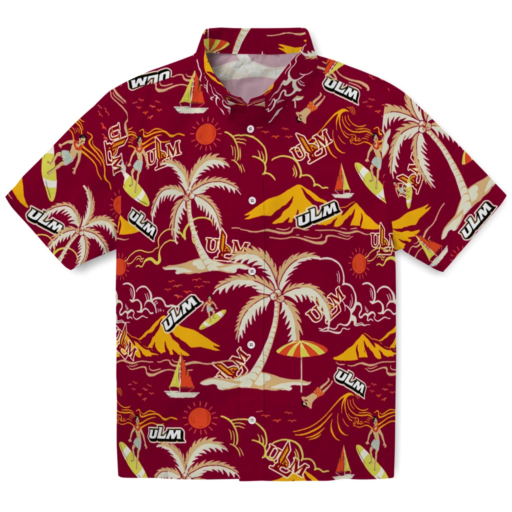 Louisiana-Monroe Warhawks Hawaiian Shirt - Palm Tree Island louisiana monroe warhawks palm tree island red hawaiian shirts best selling