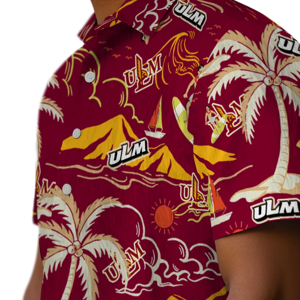 Louisiana-Monroe Warhawks Hawaiian Shirt - Palm Tree Island louisiana monroe warhawks palm tree island red hawaiian shirts trendy