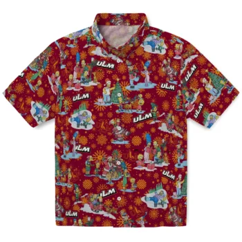 louisiana monroe warhawks simpsons christmas red hawaiian shirts best selling