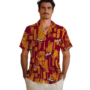 louisiana monroe warhawks turtle lines red hawaiian shirts fashion forward