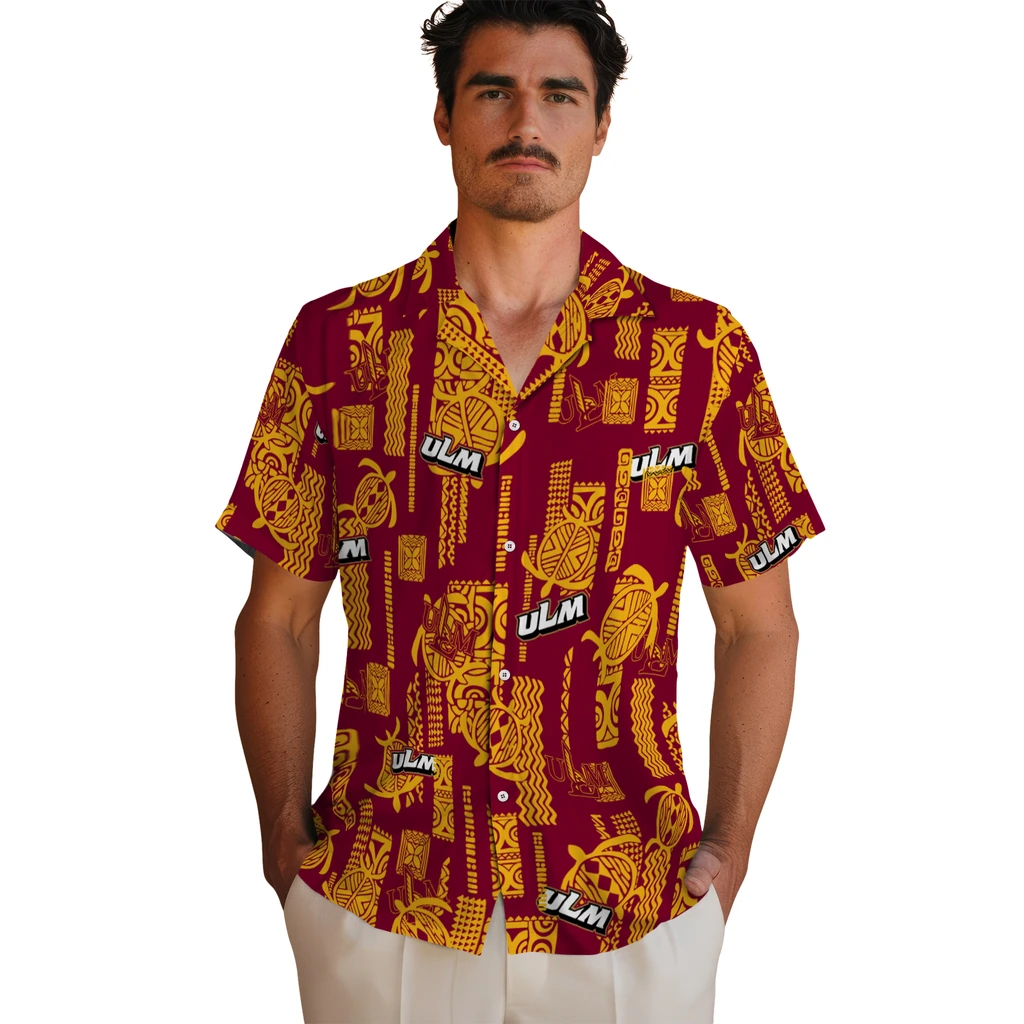 Louisiana-Monroe Warhawks Hawaiian Shirt - Turtle Lines louisiana monroe warhawks turtle lines red hawaiian shirts fashion forward