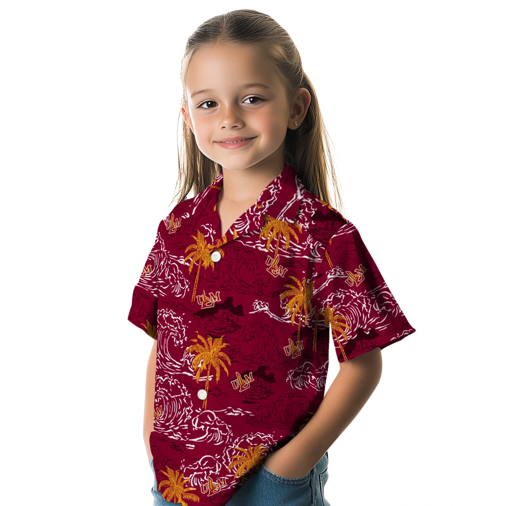 Louisiana-Monroe Warhawks Hawaiian Shirt - Wave Palm louisiana monroe warhawks wave palm red hawaiian shirts premium grade