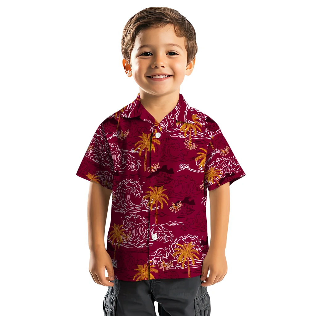 Louisiana-Monroe Warhawks Hawaiian Shirt - Wave Palm louisiana monroe warhawks wave palm red hawaiian shirts top rated