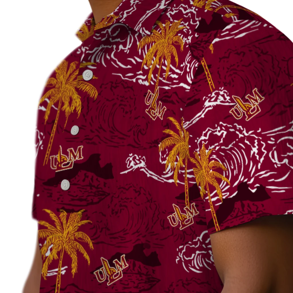 Louisiana-Monroe Warhawks Hawaiian Shirt - Wave Palm louisiana monroe warhawks wave palm red hawaiian shirts trendy