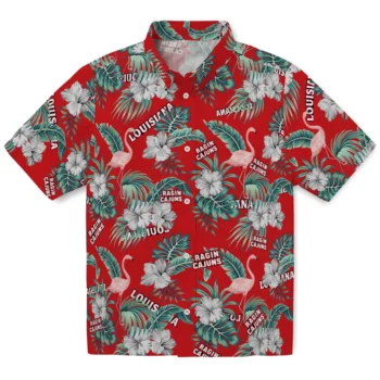 louisiana ragin cajuns flamingo palms red hawaiian shirts best selling