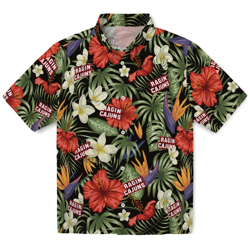 Louisiana Ragin' Cajuns Hawaiian Shirt - Hawaii Floral Hibiscus louisiana ragin cajuns hibiscus bird hawaiian shirts best selling