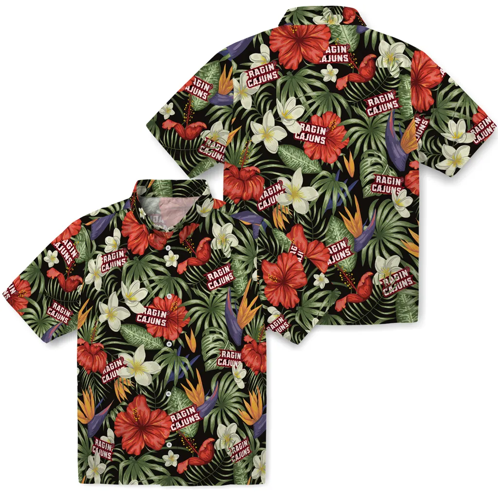 Louisiana Ragin' Cajuns Hawaiian Shirt - Hawaii Floral Hibiscus louisiana ragin cajuns hibiscus bird hawaiian shirts high quality