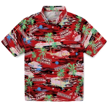 louisiana ragin cajuns flamingo retreat red hawaiian shirts best selling