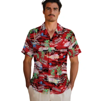 louisiana ragin cajuns flamingo retreat red hawaiian shirts fashion forward