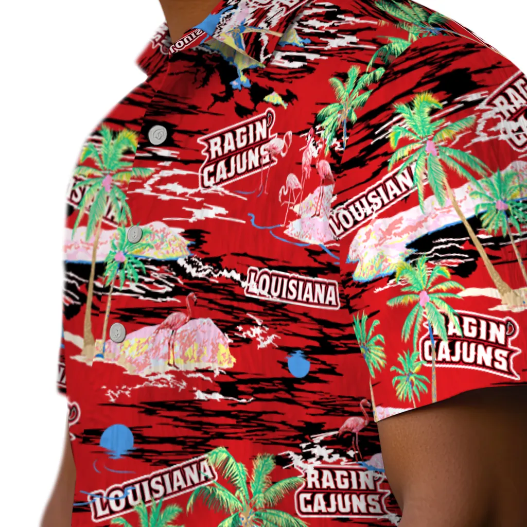 Louisiana Ragin' Cajuns Hawaiian Shirt - Hawaii Island louisiana ragin cajuns flamingo retreat red hawaiian shirts trendy