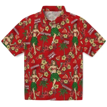 louisiana ragin cajuns hawaiian girls design red hawaiian shirts best selling