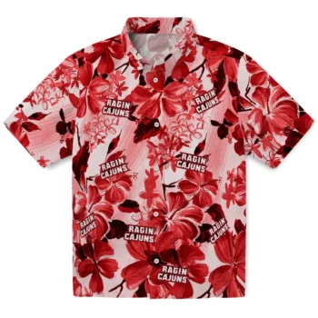 louisiana ragin cajuns hibiscus arrangement red hawaiian shirts best selling