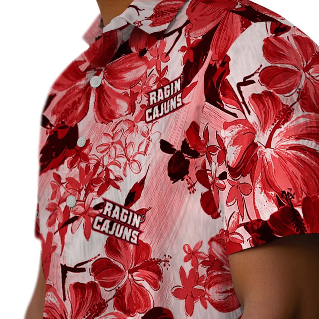 Louisiana Ragin' Cajuns Hawaiian Shirt - Hibiscus Arrangement louisiana ragin cajuns hibiscus arrangement red hawaiian shirts trendy