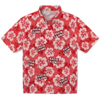 louisiana ragin cajuns hibiscus cluster red hawaiian shirts best selling