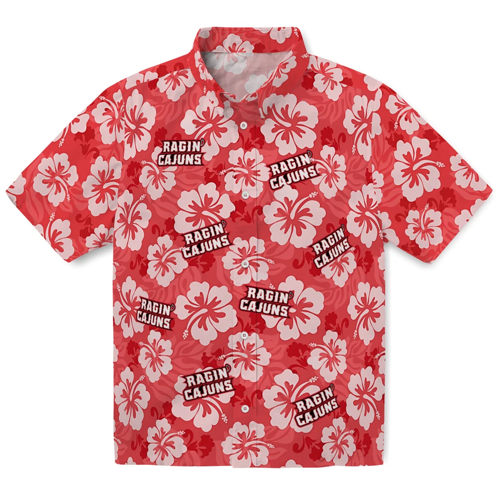 Louisiana Ragin' Cajuns Hawaiian Shirt - Hibiscus Cluster louisiana ragin cajuns hibiscus cluster red hawaiian shirts best selling