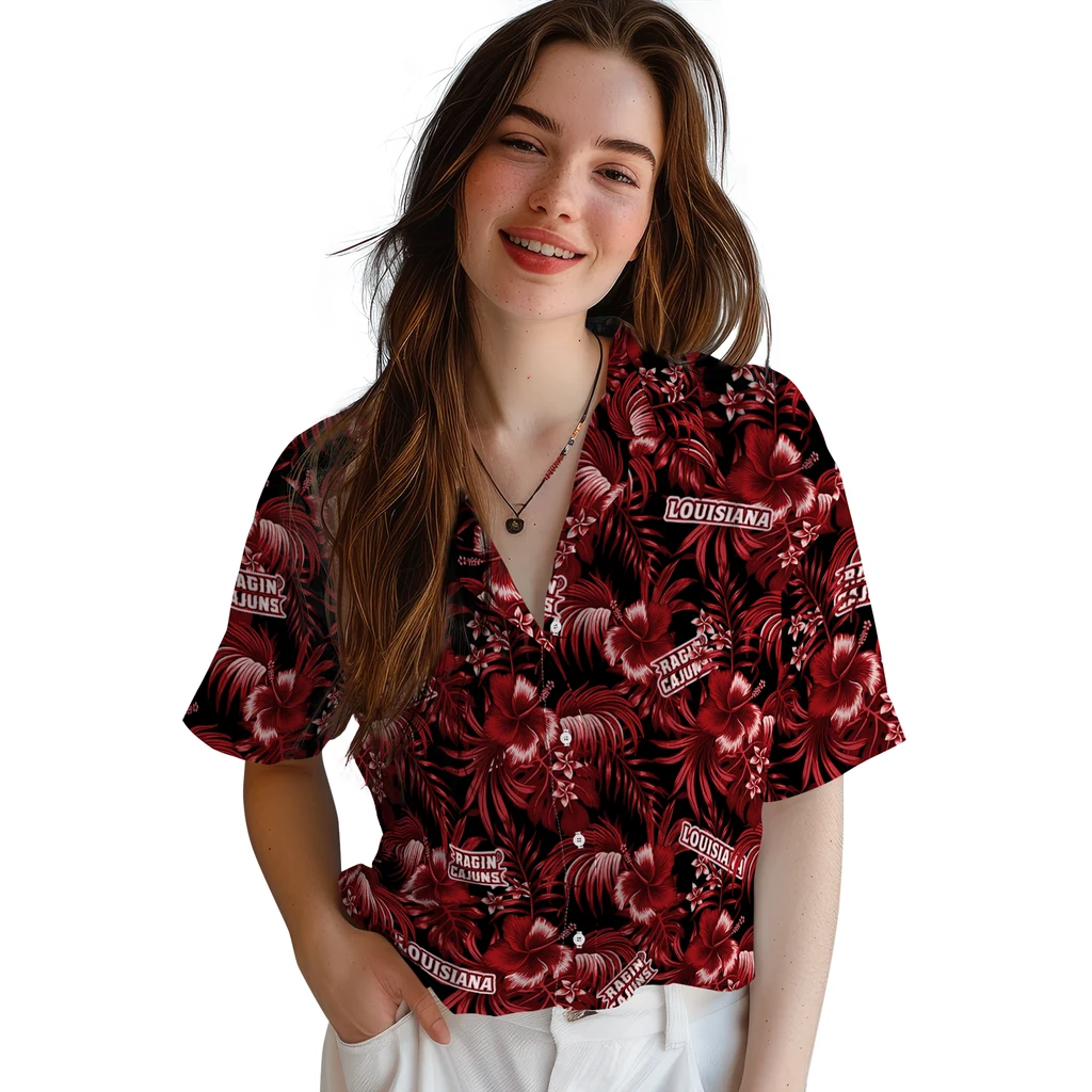 Louisiana Ragin' Cajuns Hawaiian Shirt - Hibiscus Exotic louisiana ragin cajuns hibiscus exotic red hawaiian shirts latest model