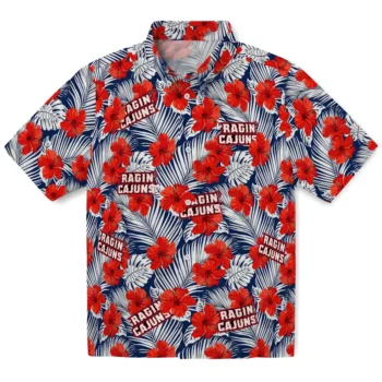louisiana ragin cajuns hibiscus fiesta red royal blue hawaiian shirts best selling