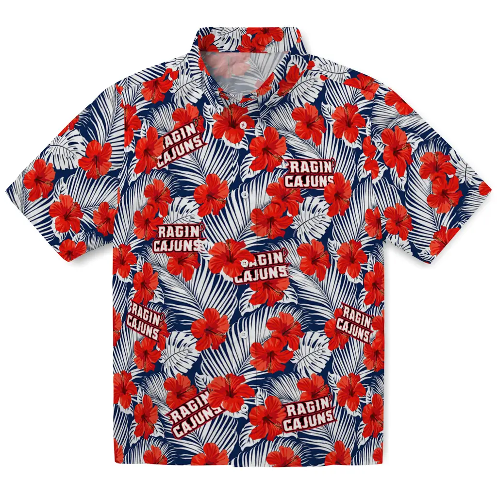 Louisiana Ragin' Cajuns Hawaiian Shirt - Hibiscus Fiesta louisiana ragin cajuns hibiscus fiesta red royal blue hawaiian shirts best selling