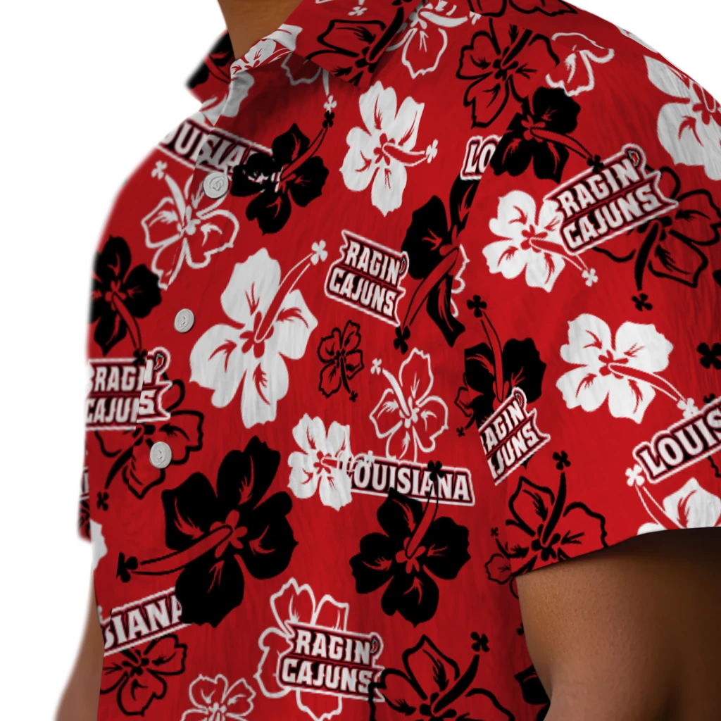 Louisiana Ragin' Cajuns Hawaiian Shirt - Hibiscus Flower Design louisiana ragin cajuns hibiscus bloom red hawaiian shirts trendy