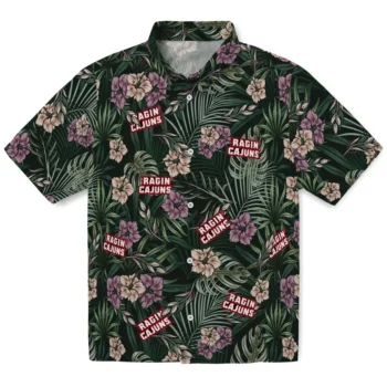 louisiana ragin cajuns hibiscus leaves pattern green hawaiian shirts best selling