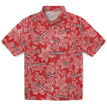 louisiana ragin cajuns hibiscus oasis red hawaiian shirts best selling