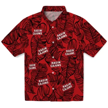 louisiana ragin cajuns leaf outline red hawaiian shirts best selling