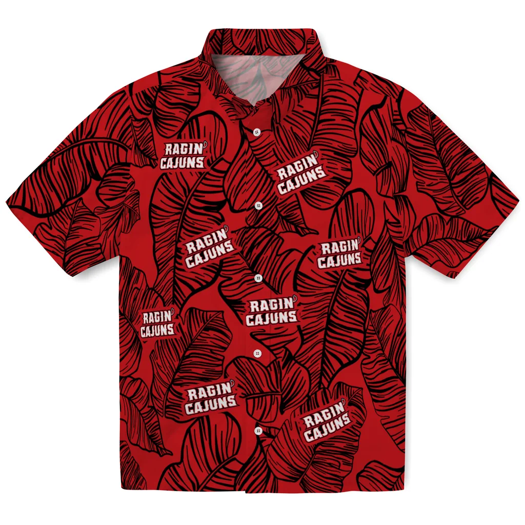 Louisiana Ragin' Cajuns Hawaiian Shirt - Leaf Outline louisiana ragin cajuns leaf outline red hawaiian shirts best selling