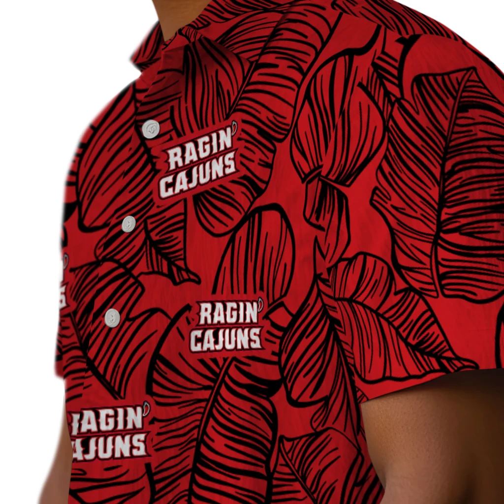 Louisiana Ragin' Cajuns Hawaiian Shirt - Leaf Outline louisiana ragin cajuns leaf outline red hawaiian shirts trendy